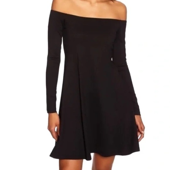 NWT Susana Monaco Off The Shoulder Skater Dress in Black Size M - Picture 4 of 12